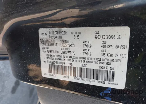 2006 Dodge Ram 2500 Slt from USA, damaged, VIN 3D7KS29C46G160372